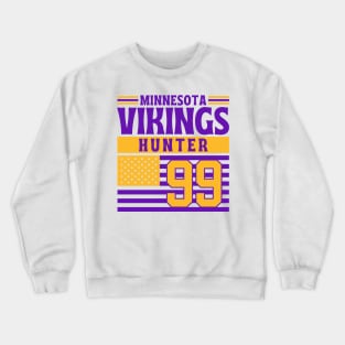 Minnesota Vikings Hunter 99 American Flag Football Crewneck Sweatshirt